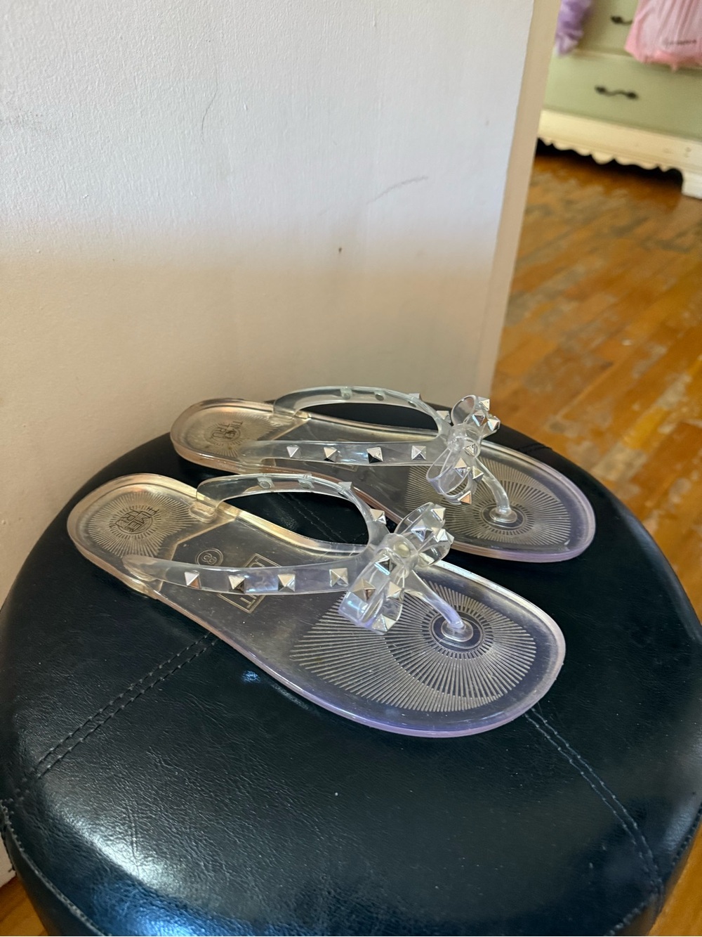 Clear Jelly Bow Thong Sandals - Women